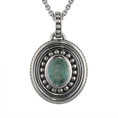 Green Topaz Bead Cremation Pendant